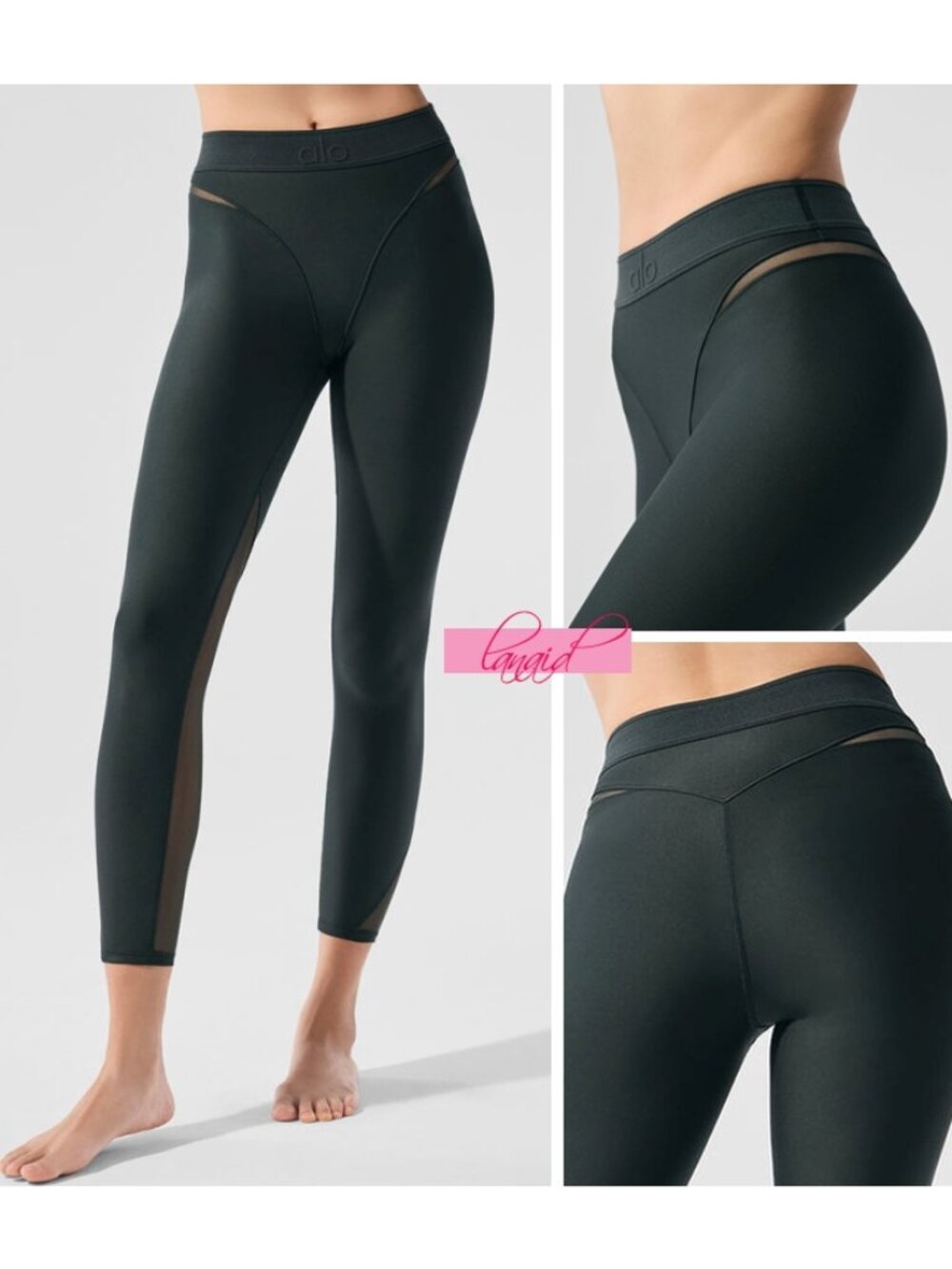 Alo Airlift High-Waist Rebel Legging Charcoal Green Mesh Cut-Outs Cutout Hi-Rise